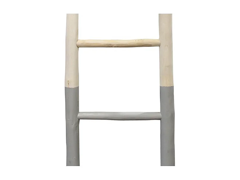 Echelle décorative en bois exotique blanchi et peinture gris - SCALA