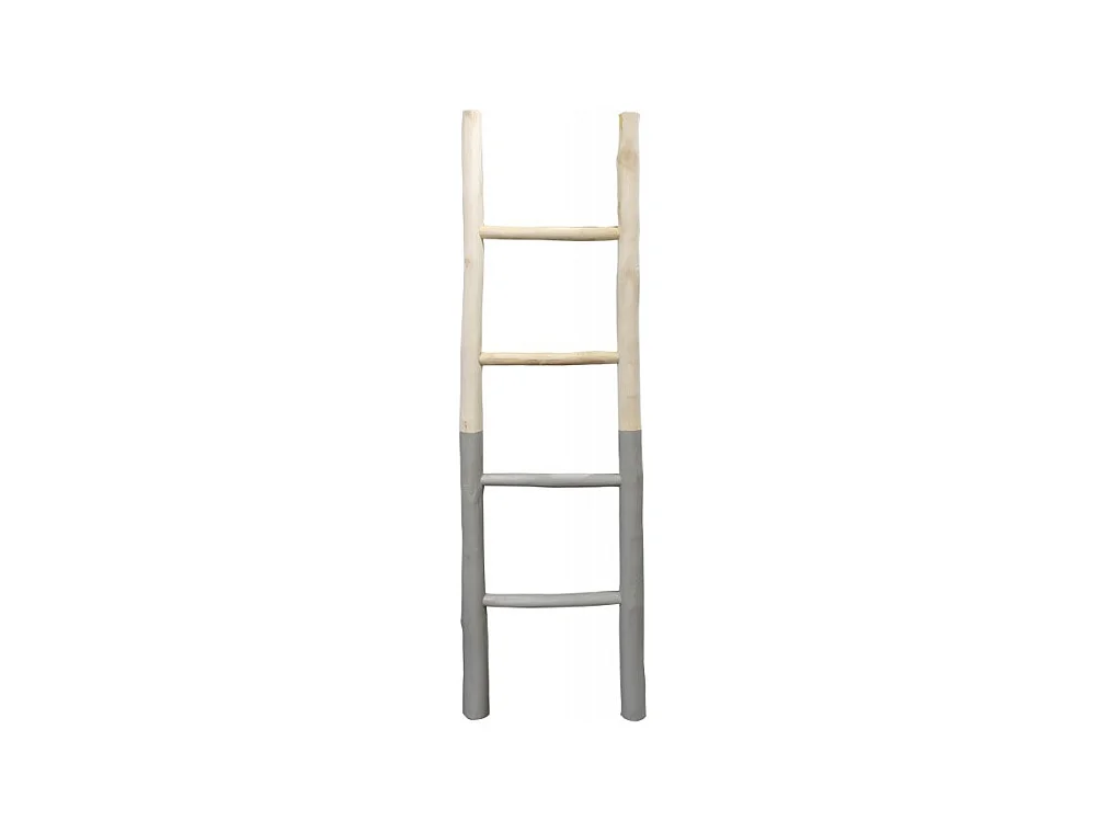 Echelle décorative en bois exotique blanchi et peinture gris - SCALA