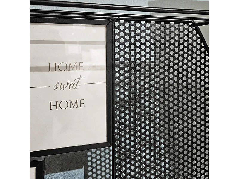 Porte-photos mural hexagonal en métal noir ajouré - SWEET HOME