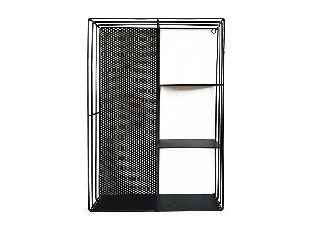 Etagère murale 4 tablettes en métal noir 60 x 40 cm - LINE