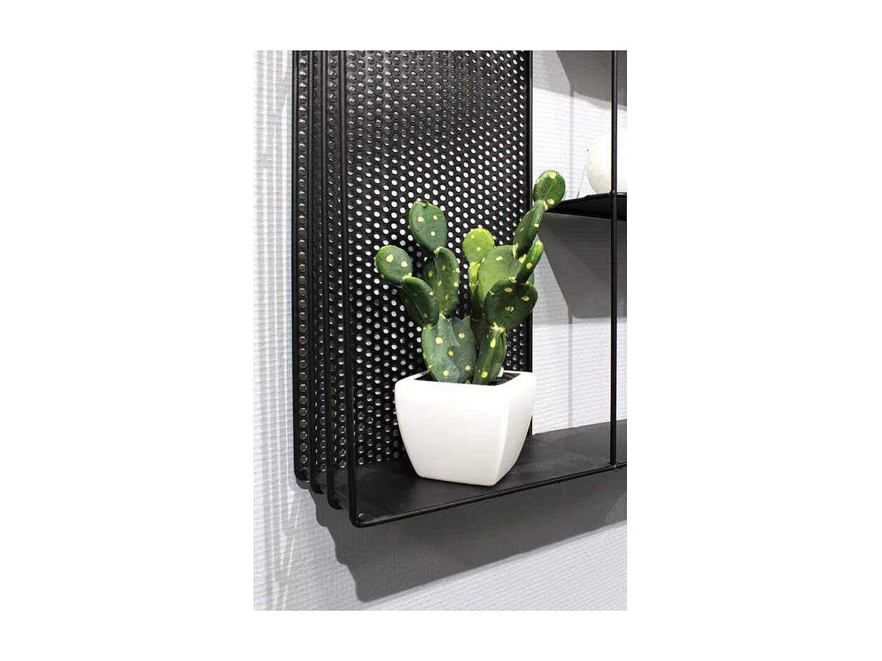 Etagère murale 4 tablettes en métal noir 60 x 40 cm - LINE