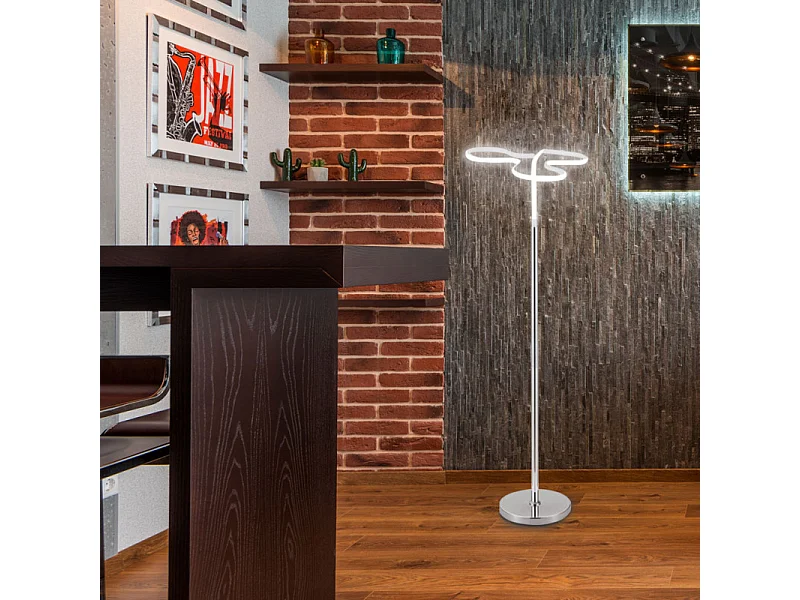 Lampadaire LED 166 cm design trèfle pied métal chromé - CLOVER