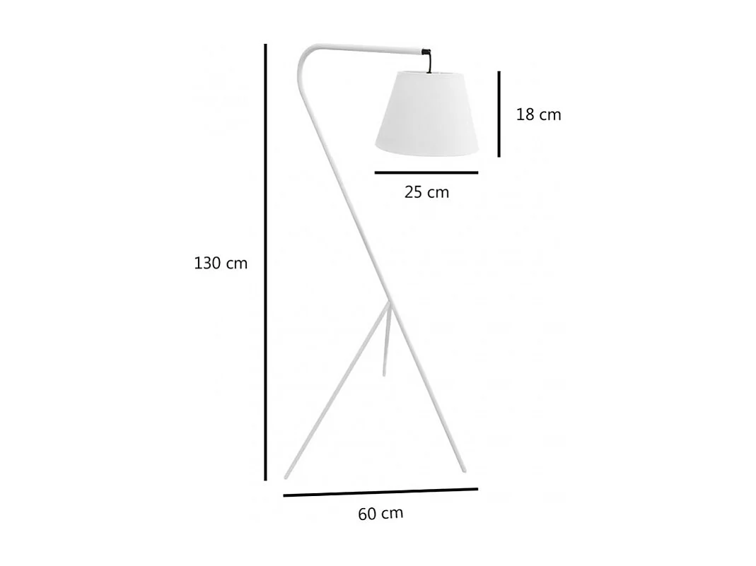 Lampadaire métal avec abat-jour blanc et trépied sur 3 pieds - SHINE M
