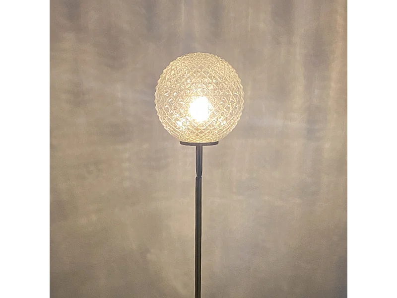 Lampadaire vintage boule cristal pied métal doré 150 cm - CRYSTAL 6795