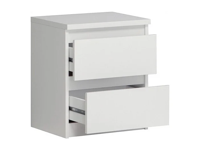 Table de chevet 2 tiroirs blanc mat - BENNY