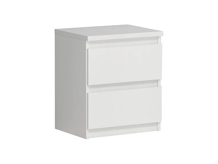 Table de chevet 2 tiroirs blanc mat - BENNY