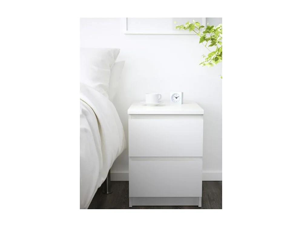 Table de chevet 2 tiroirs blanc mat - BENNY