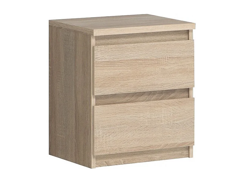 Table de chevet 2 tiroirs décor chêne clair texturé - BENNY