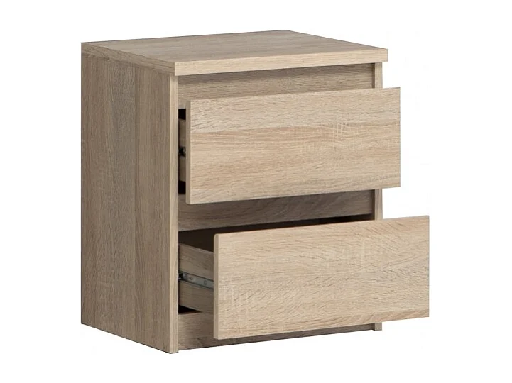 Table de chevet 2 tiroirs décor chêne clair texturé - BENNY