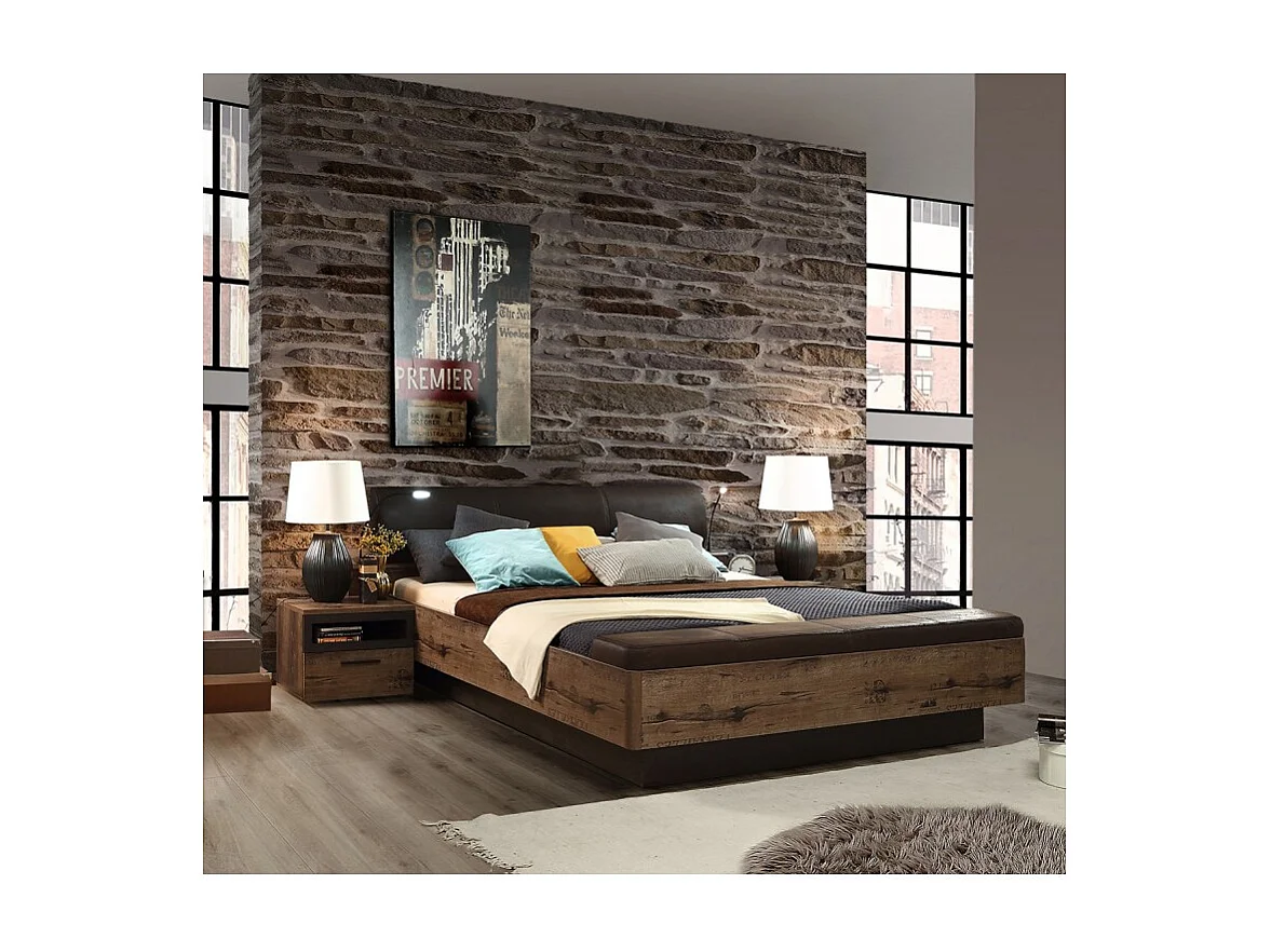 Table de Chevet marron 1 tiroir décor vieux chêne - JULES