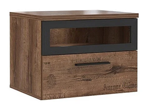 Table de Chevet marron 1 tiroir décor vieux chêne - JULES