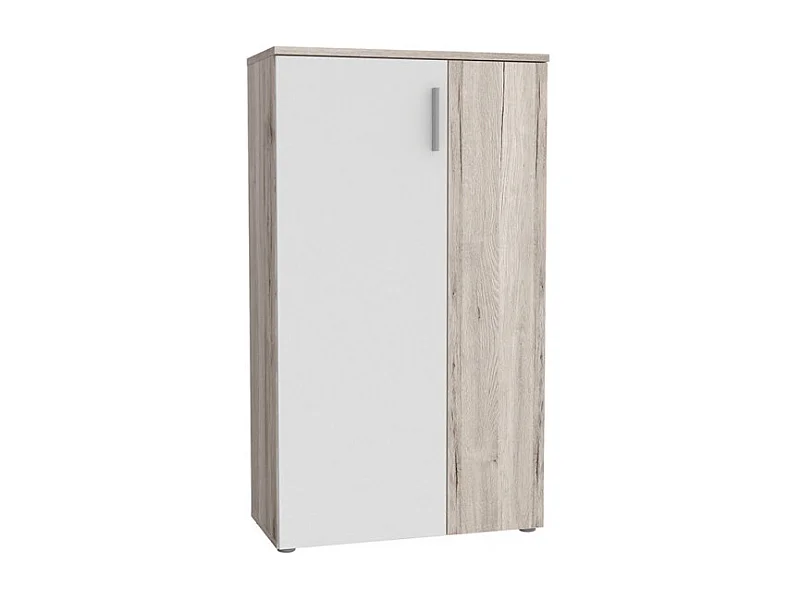 Armoire à chaussures 2 portes 5 tablettes décor bois vieilli - AMELIE