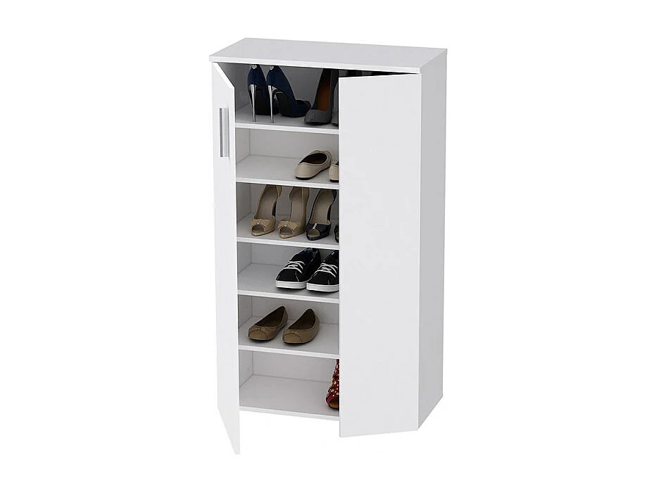Armoire à chaussures 2 portes 5 tablettes blanc - AMELIE