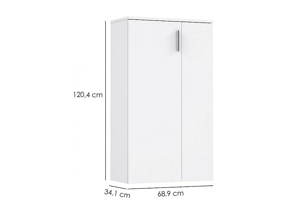 Armoire à chaussures 2 portes 5 tablettes blanc - AMELIE
