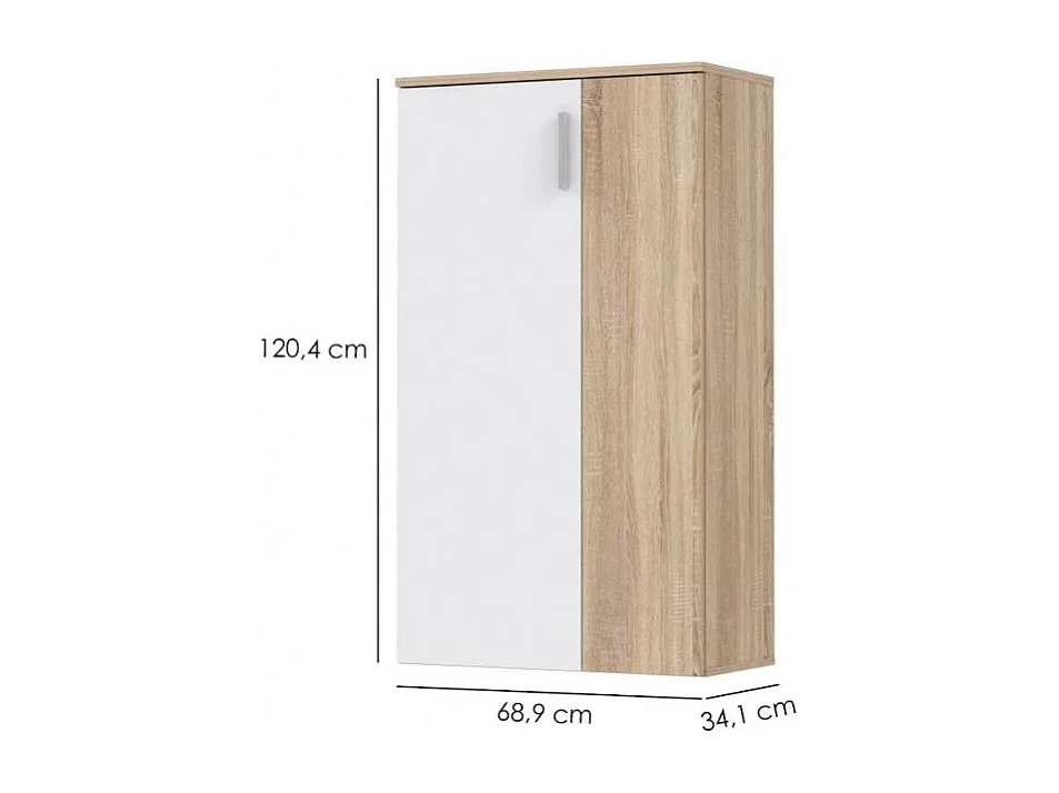 Armoire à chaussures 2 portes 5 tablettes décor bois clair - AMELIE