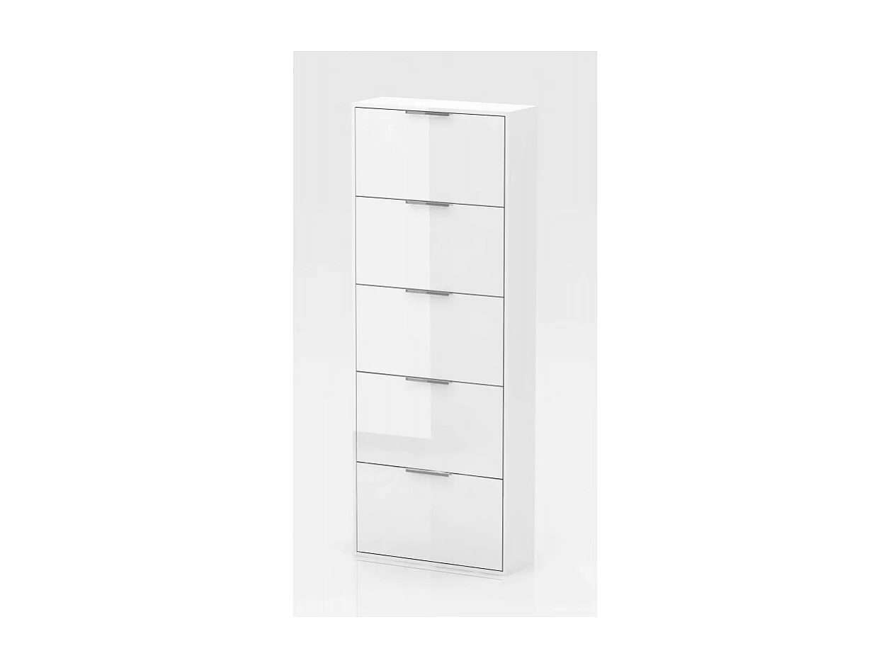 Meuble à chaussures 5 tiroirs 15 paires blanc laqué - SWAN