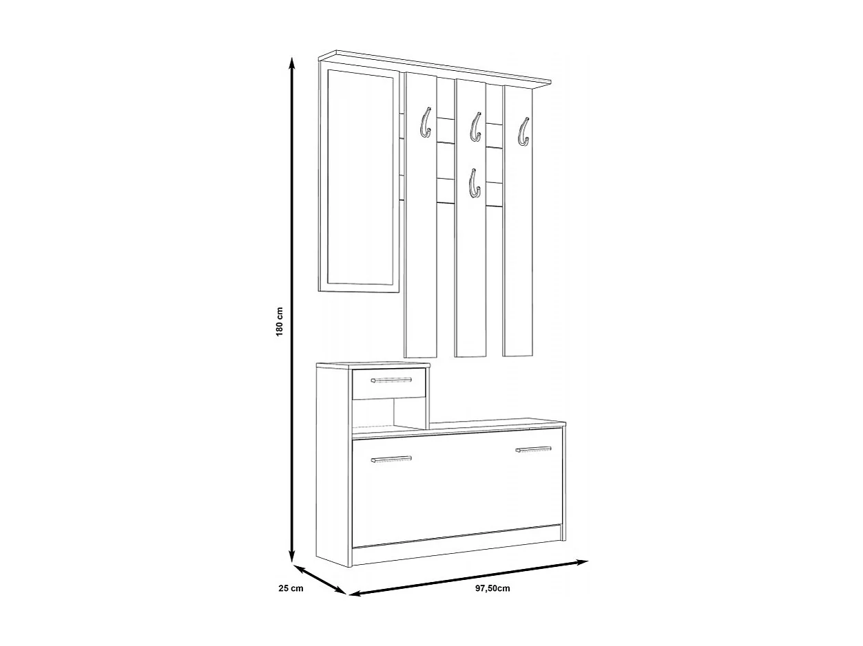 Penderie meuble à chaussures noir et blanc avec miroir - MARCEL
