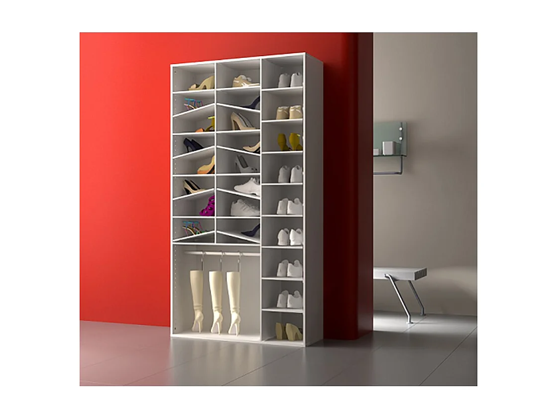 Meuble à chaussures blanc 28 rangements avec miroir - SAM
