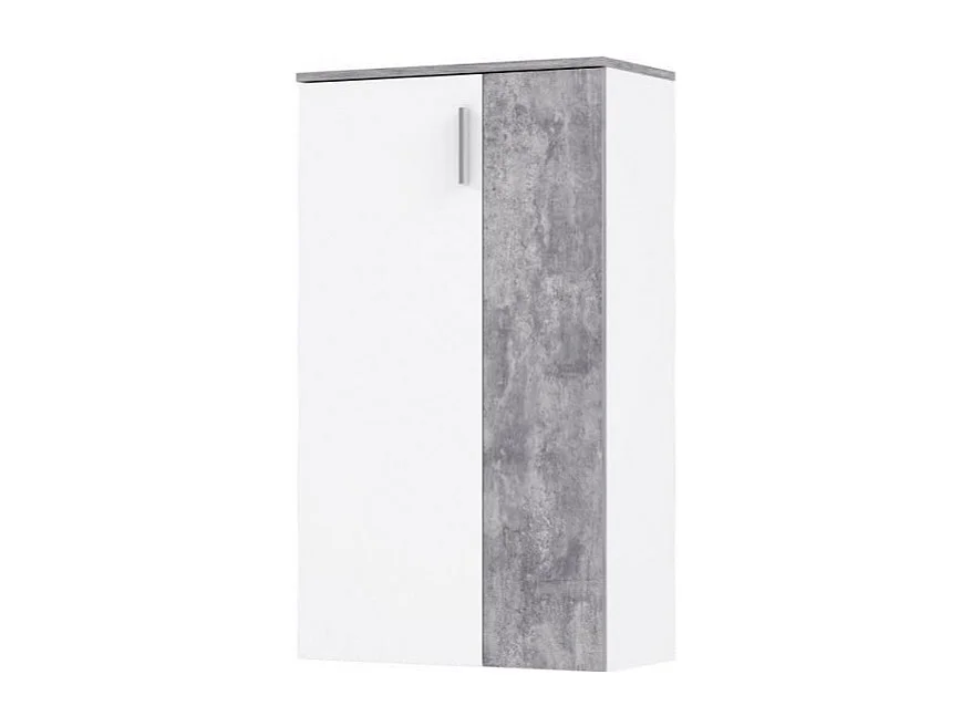 Armoire à chaussures 2 portes 5 tablettes décor blanc béton - AMELIE