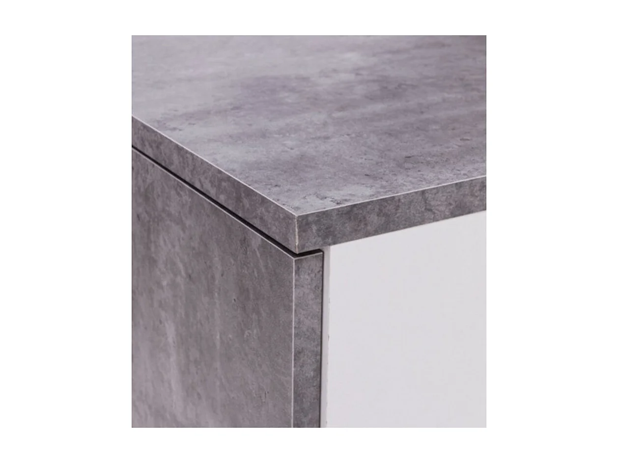 Armoire à chaussures 2 portes 5 tablettes décor blanc béton - AMELIE