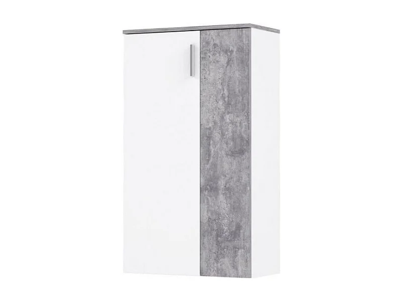Armoire à chaussures 2 portes 5 tablettes décor blanc béton - AMELIE