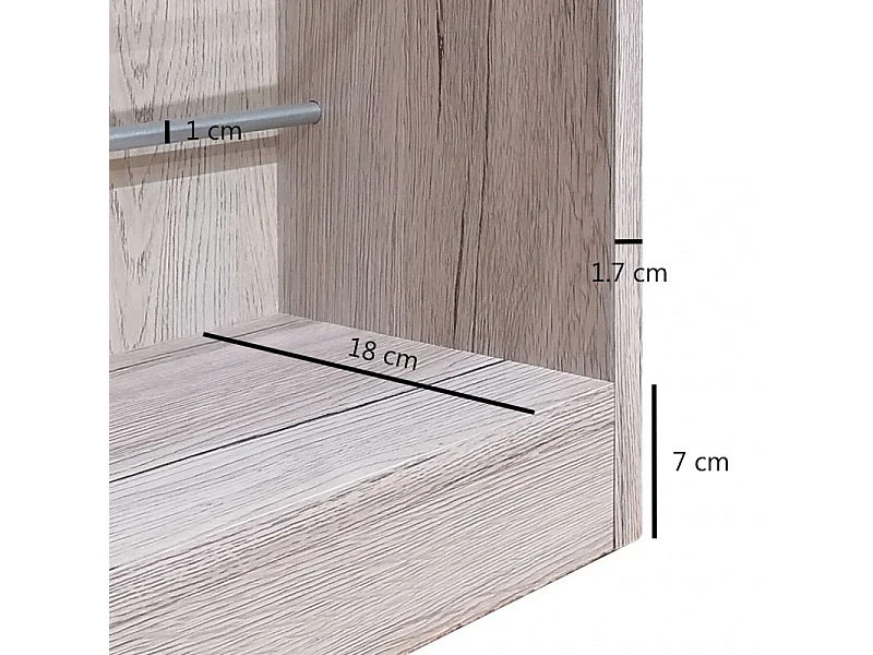 Meuble à chaussures avec miroir pour 12 paires décor chêne - DINO