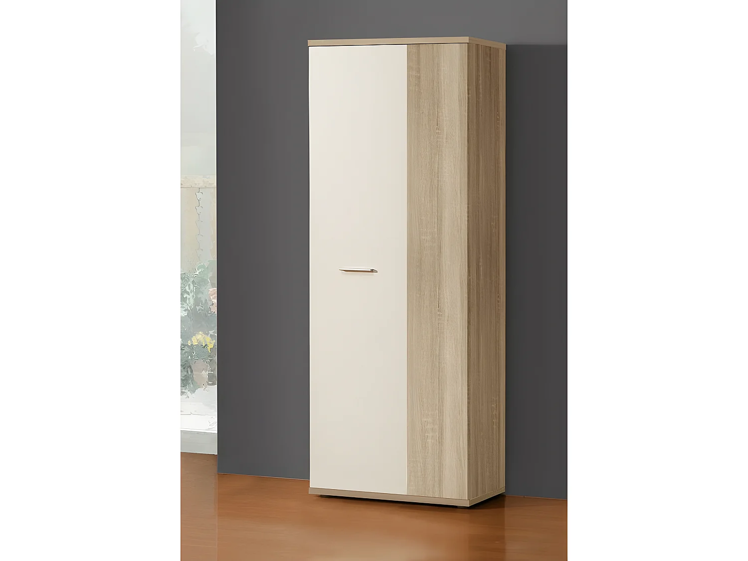 Meuble à chaussure 2 portes blanc décor chêne clair - CLASS