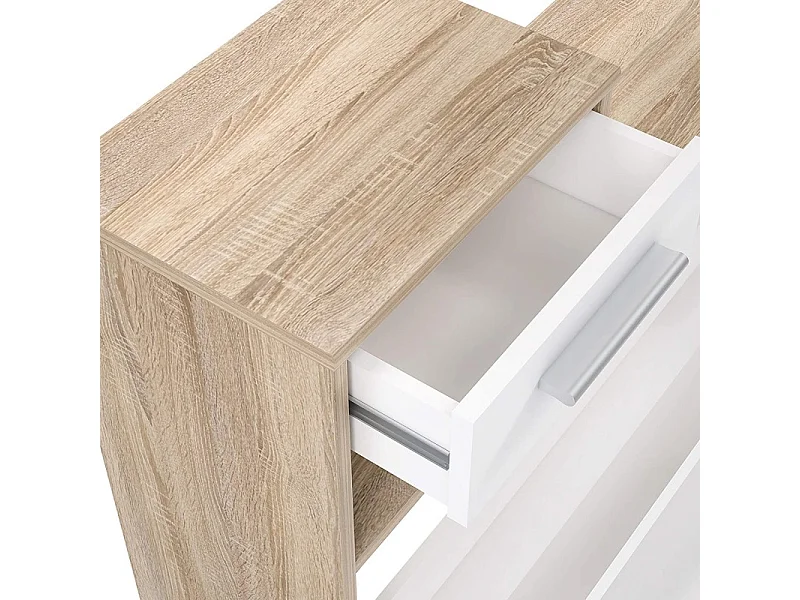 Penderie meuble à chaussures décor bois avec miroir - MARCEL