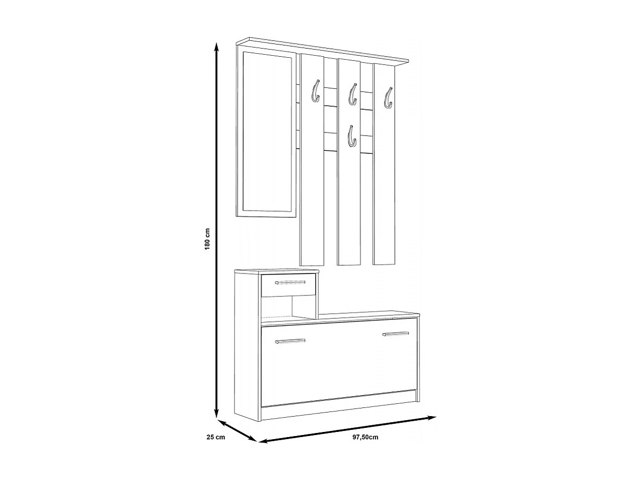Penderie meuble à chaussures décor bois avec miroir - MARCEL