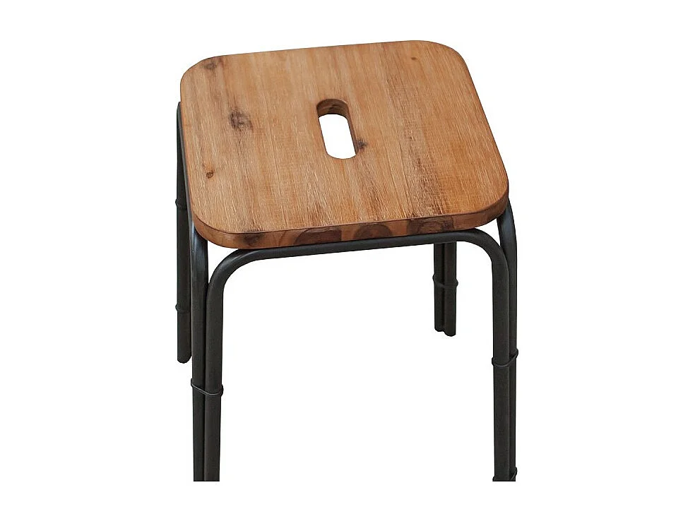 Lot 2 tabourets 45 cm bois d'acacia et métal - WORKSHOP