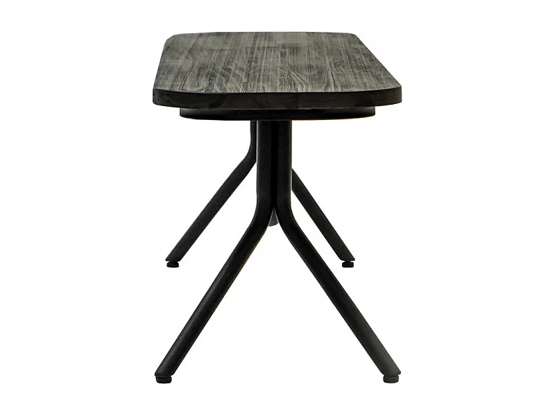 Banc en bois d'acacia massif cendré avec piètement métal noir - KUBI