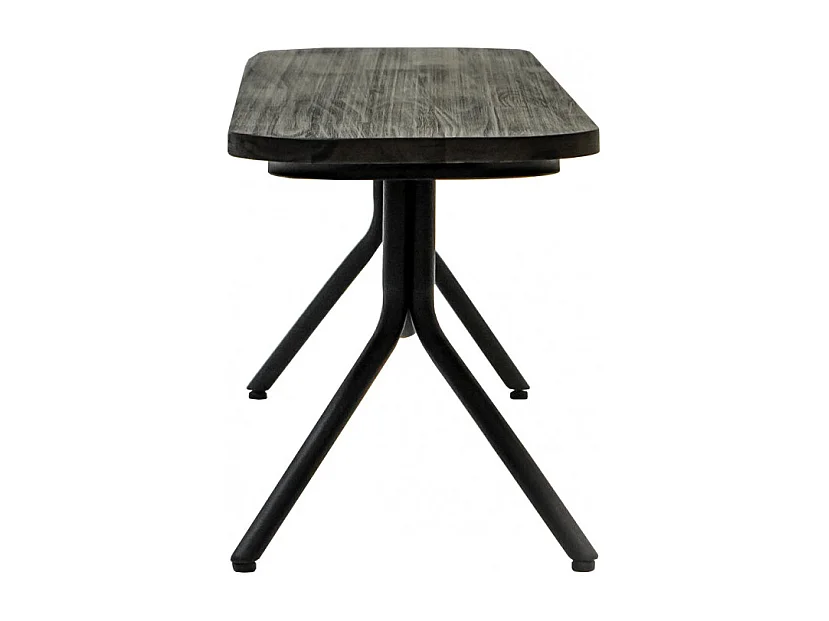 Banc en bois d'acacia massif cendré avec piètement métal noir - KUBI