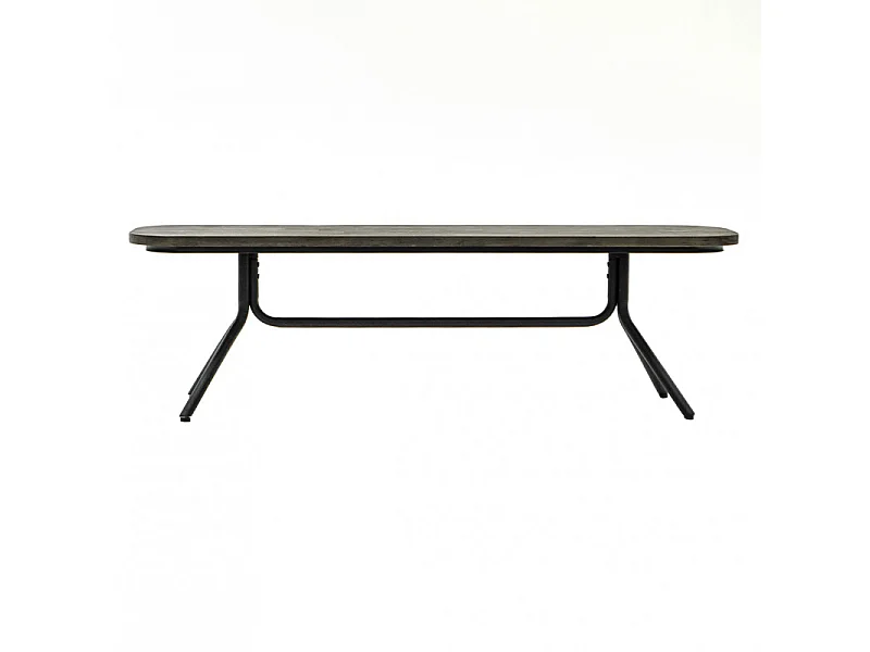 Banc en bois d'acacia massif cendré avec piètement métal noir - KUBI