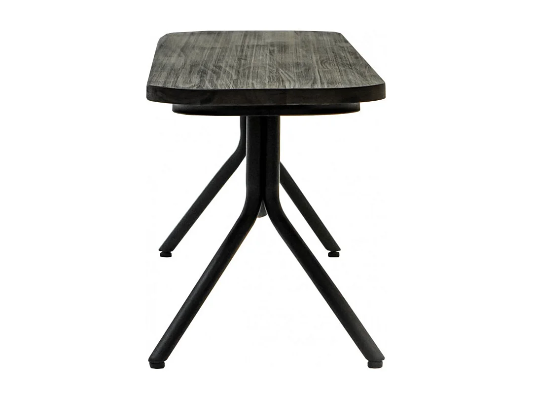 Banc en bois d'acacia massif cendré avec piètement métal noir - KUBI