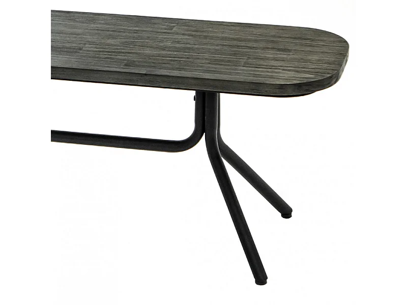 Banc en bois d'acacia massif cendré avec piètement métal noir - KUBI