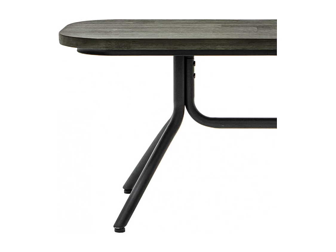 Banc en bois d'acacia massif cendré avec piètement métal noir - KUBI