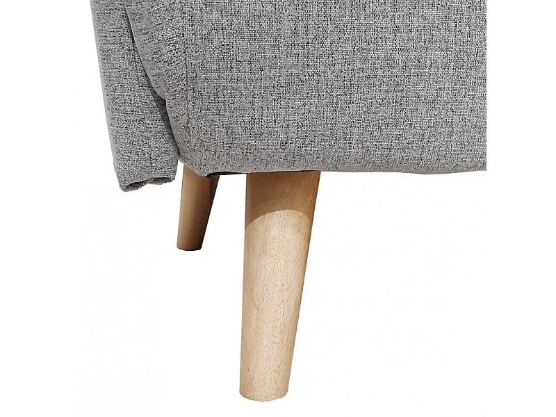 Banquette convertible 2 places tissu gris clair pieds bois - JUDY