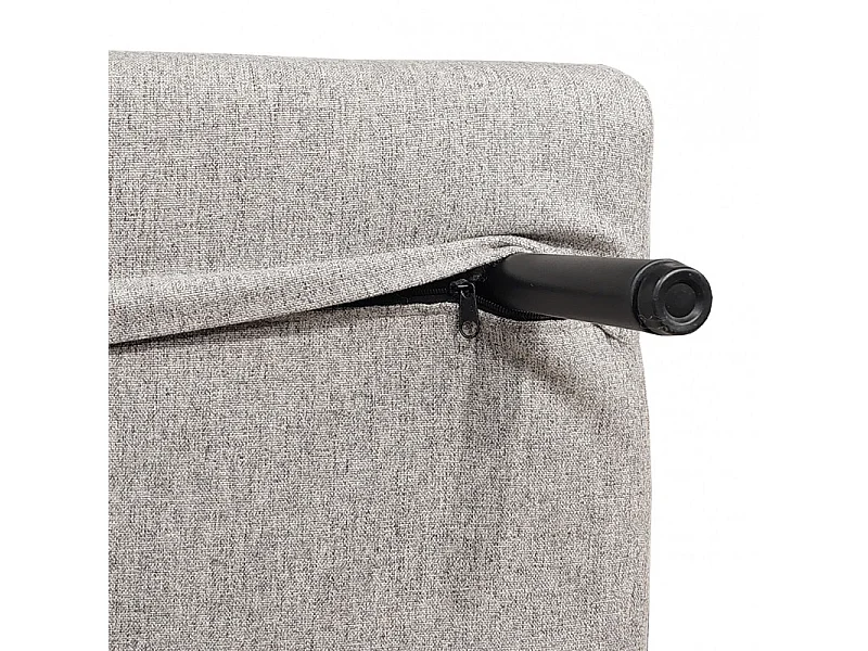 Banquette convertible 2 places tissu gris clair pieds bois - JUDY