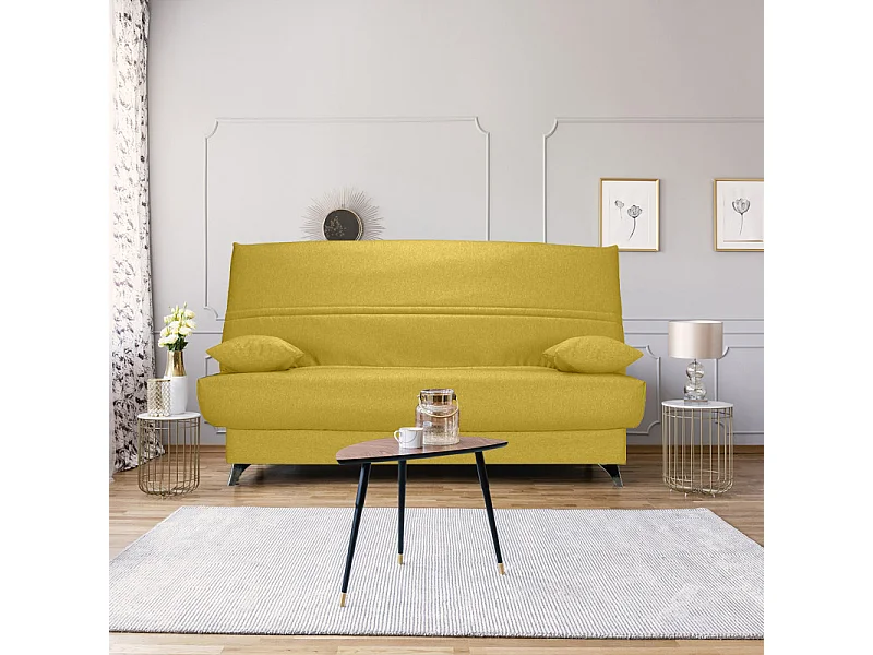 Clic clac 130x190 cm tissu jaune matelas Bultex® 14 cm - HAROLD