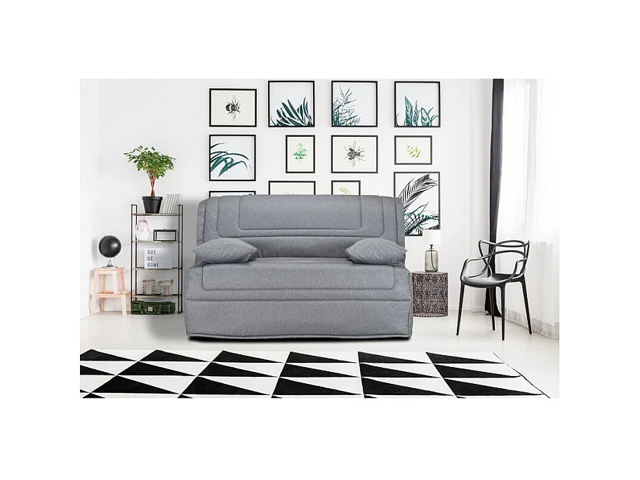 Banquette lit BZ 140x190 cm en tissu gris matelas 12 cm – BUZZY
