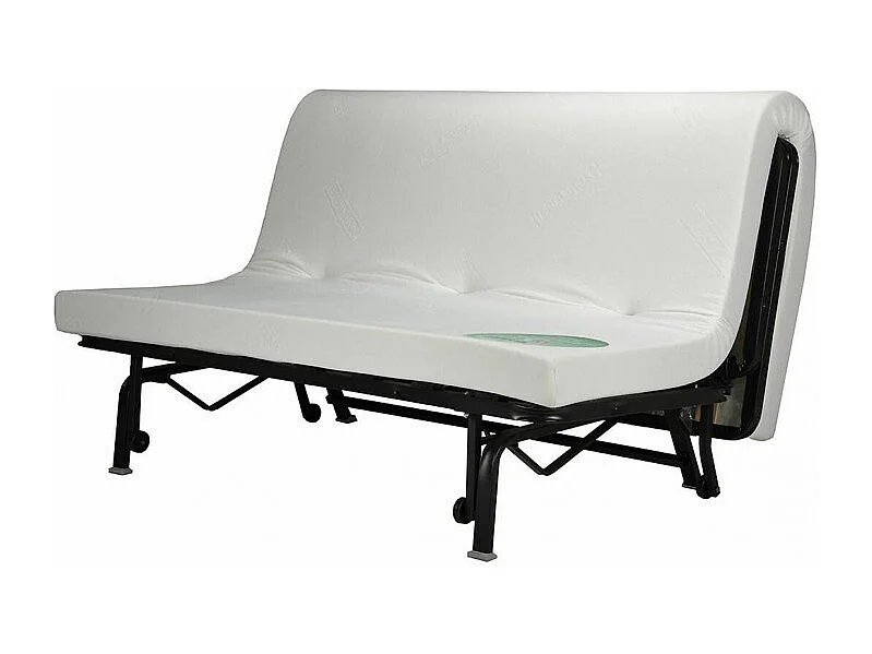 Banquette lit BZ 140x190 cm en tissu gris matelas 12 cm – BUZZY