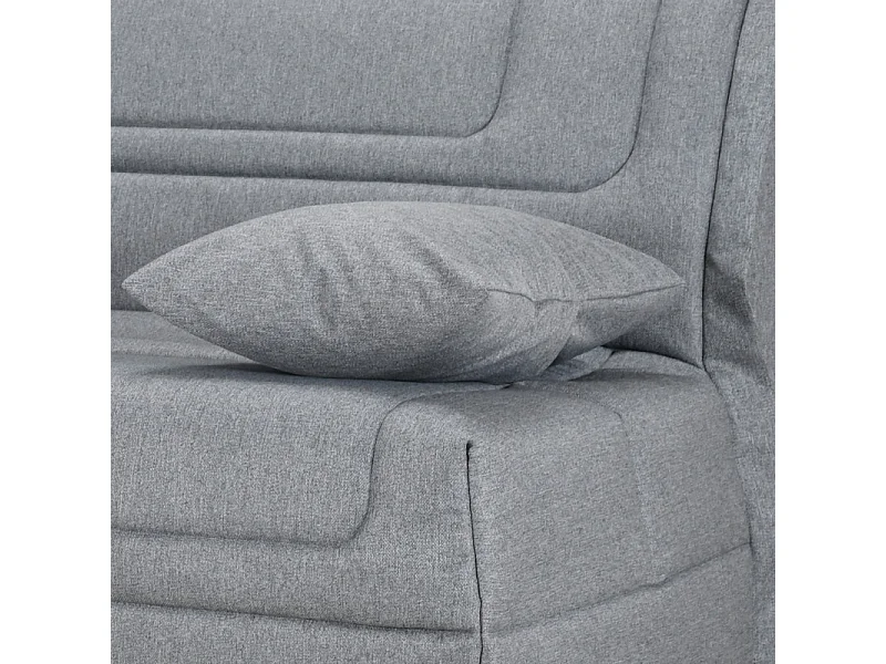 Banquette lit BZ 140x190 cm en tissu gris matelas 12 cm – BUZZY