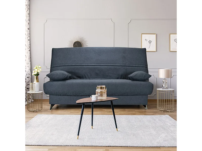 Clic clac 130x190 cm en tissu gris foncé et matelas 14 cm - HAROLD