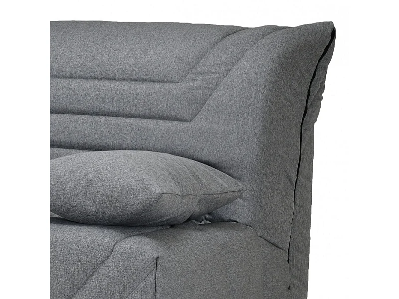Banquette lit BZ 140x190 cm en tissu gris et matelas 12 cm - CYRIAC