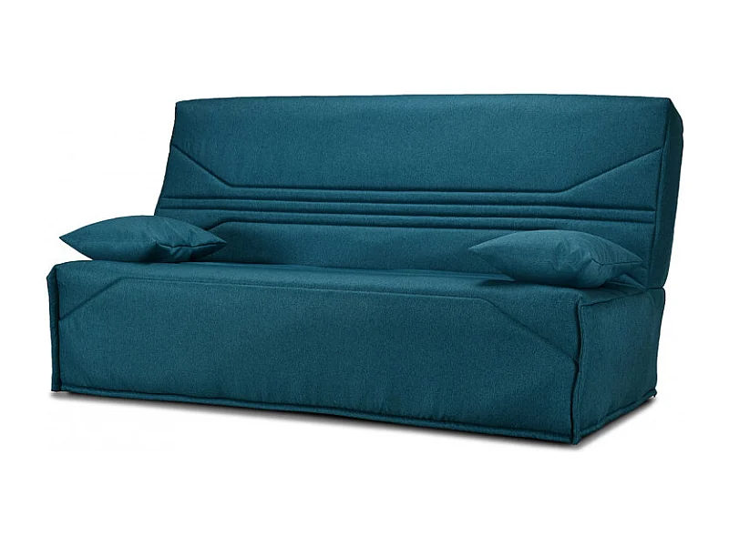 Clic clac 130x190 cm en tissu bleu et matelas Bultex® 14 cm - TEODORE