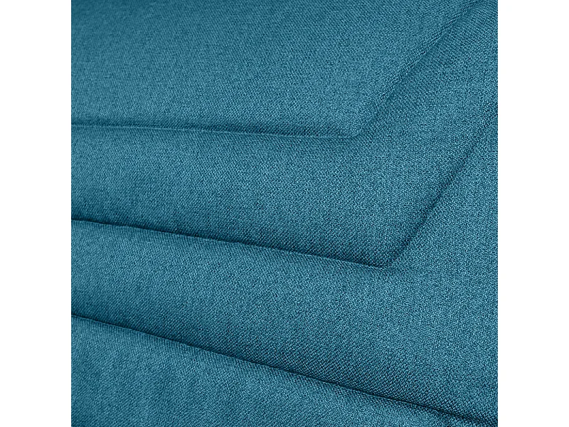 Banquette lit BZ 140x190 cm en tissu bleu et matelas 12 cm - CYRIAC