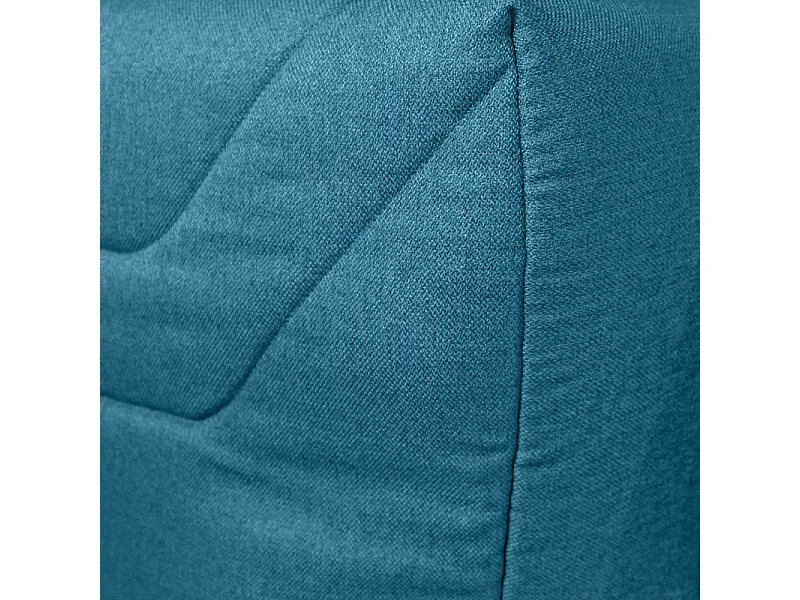 Banquette lit BZ 140x190 cm en tissu bleu et matelas 12 cm - CYRIAC