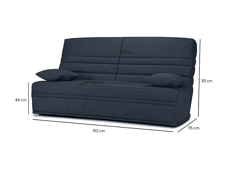 Clic clac 130x190 cm en tissu gris anthracite et matelas 13 cm - EBRO