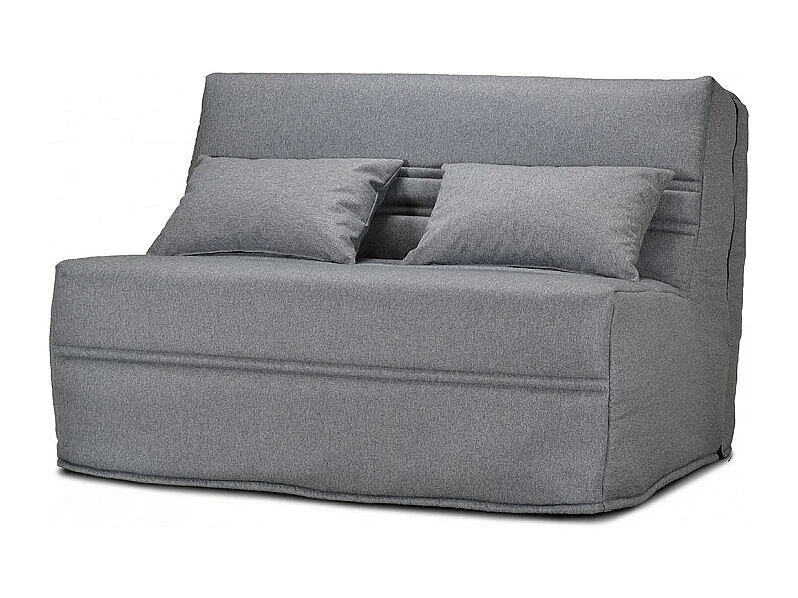 Banquette lit BZ 140x200 cm en tissu gris et matelas 15 cm - ANATOLE