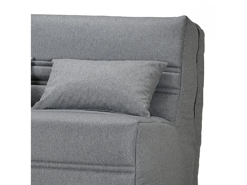 Banquette lit BZ 140x200 cm en tissu gris et matelas 15 cm - ANATOLE